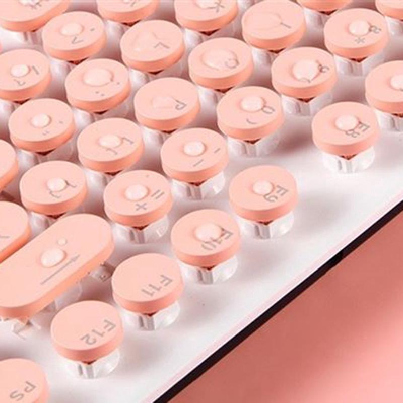 Office home thin retro punk pink 2.4G wireless keyboard and mouse set