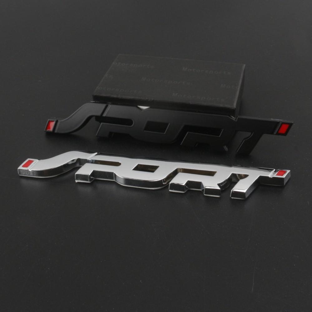 Miếng Dán Logo Chữ Sport 3D Bằng Kim Loại Màu Đen Trang Trí Xe Hơi/ Thùng Xe Hơi