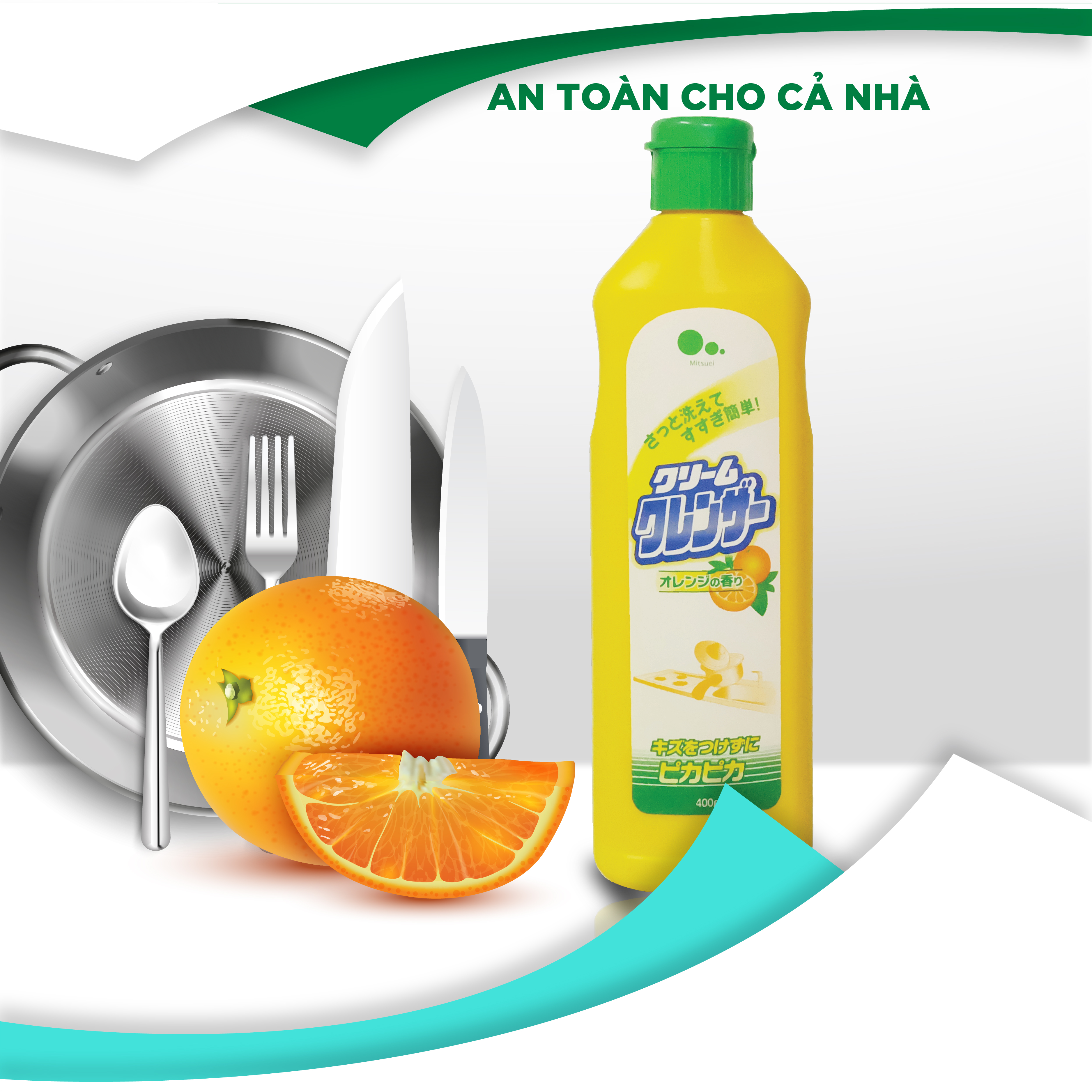 Kem Tẩy Đa Năng Mitsuei Hương Cam ( Nhập Khẩu Từ Nhật Bản 400g/Chai )