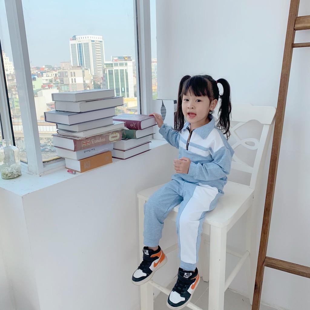 Set thể thao unisex bé trai bé gái màu xanh dương pastel