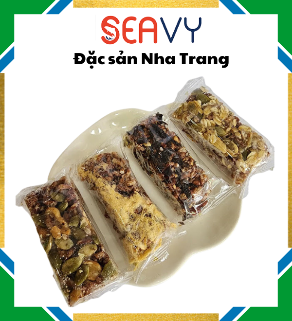 Đặc Sản Nha Trang - Bánh Gạo Lứt 4 Vị Chà Bông, Siêu Hạt, Yến Mạch Seavy Gói 300G