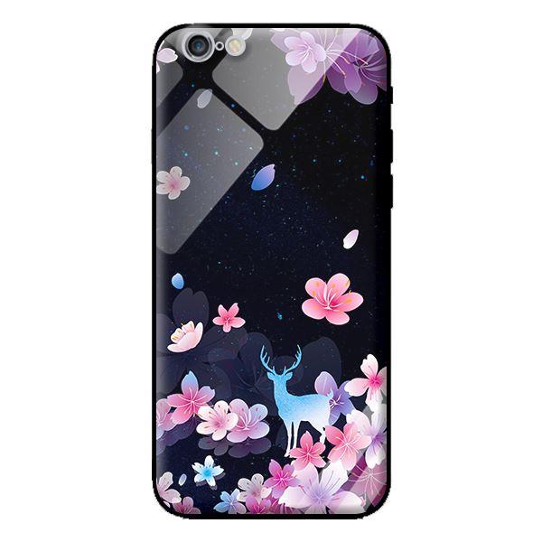 Ốp kính cường lực cho iPhone 6s Hoa Hươu Nền Đen - Hàng chính hãng