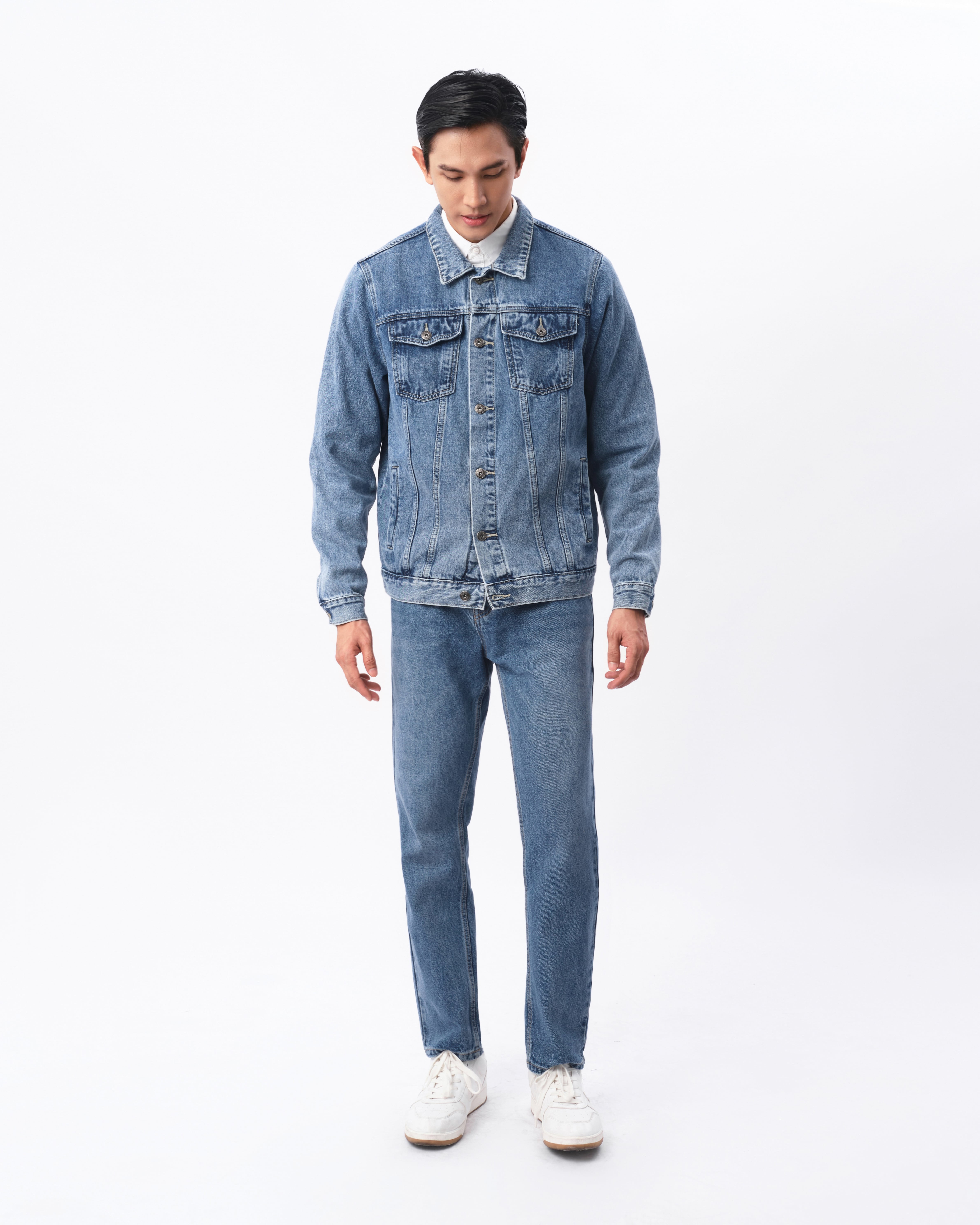 Áo khoác Jean nam basic MENFIT DC301 chất denim cao cấp, dày dặn, form chuẩn tôn dáng