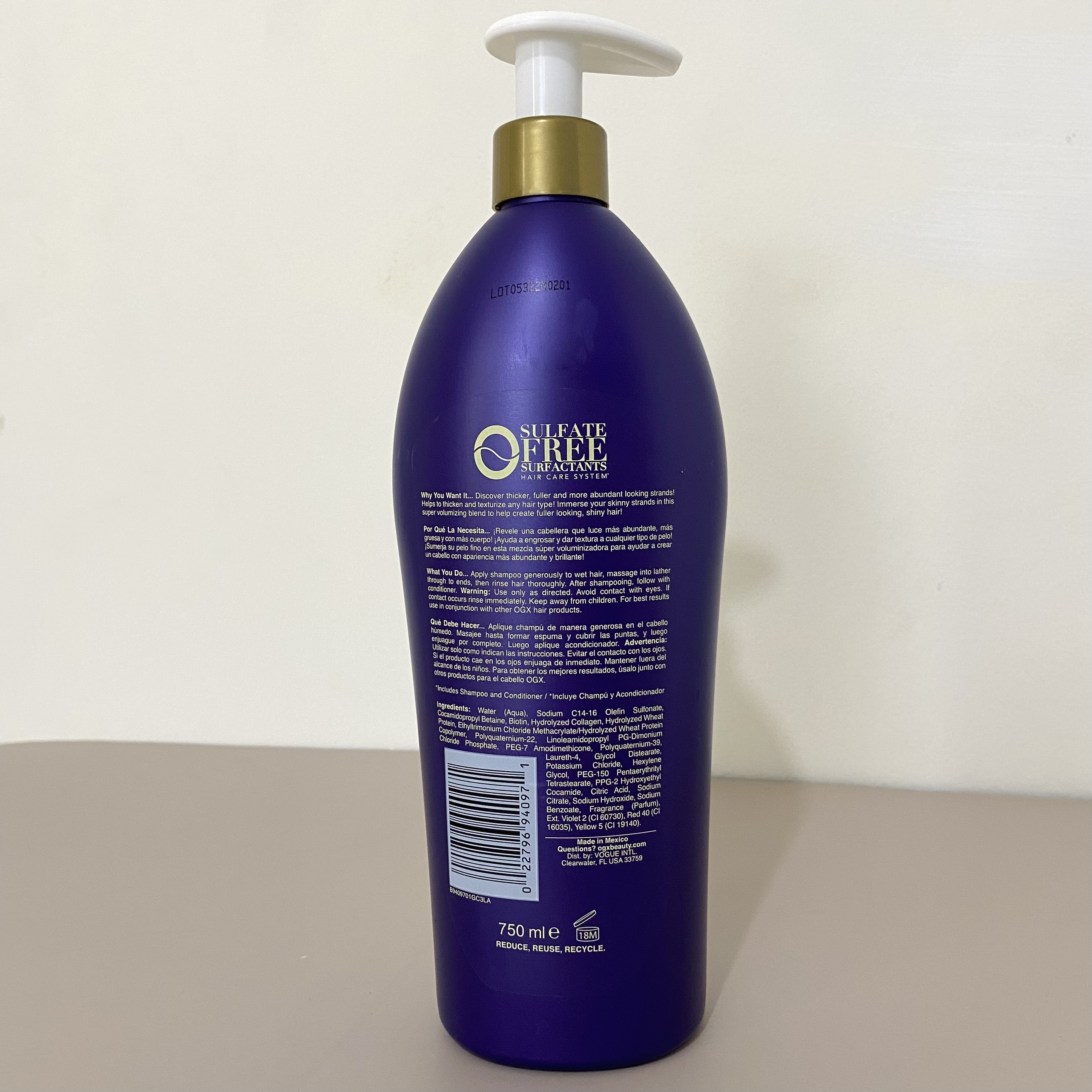 Dầu Gội OGX Biotin & Collagen Có Vòi 750ml Hàng Nhập Mỹ