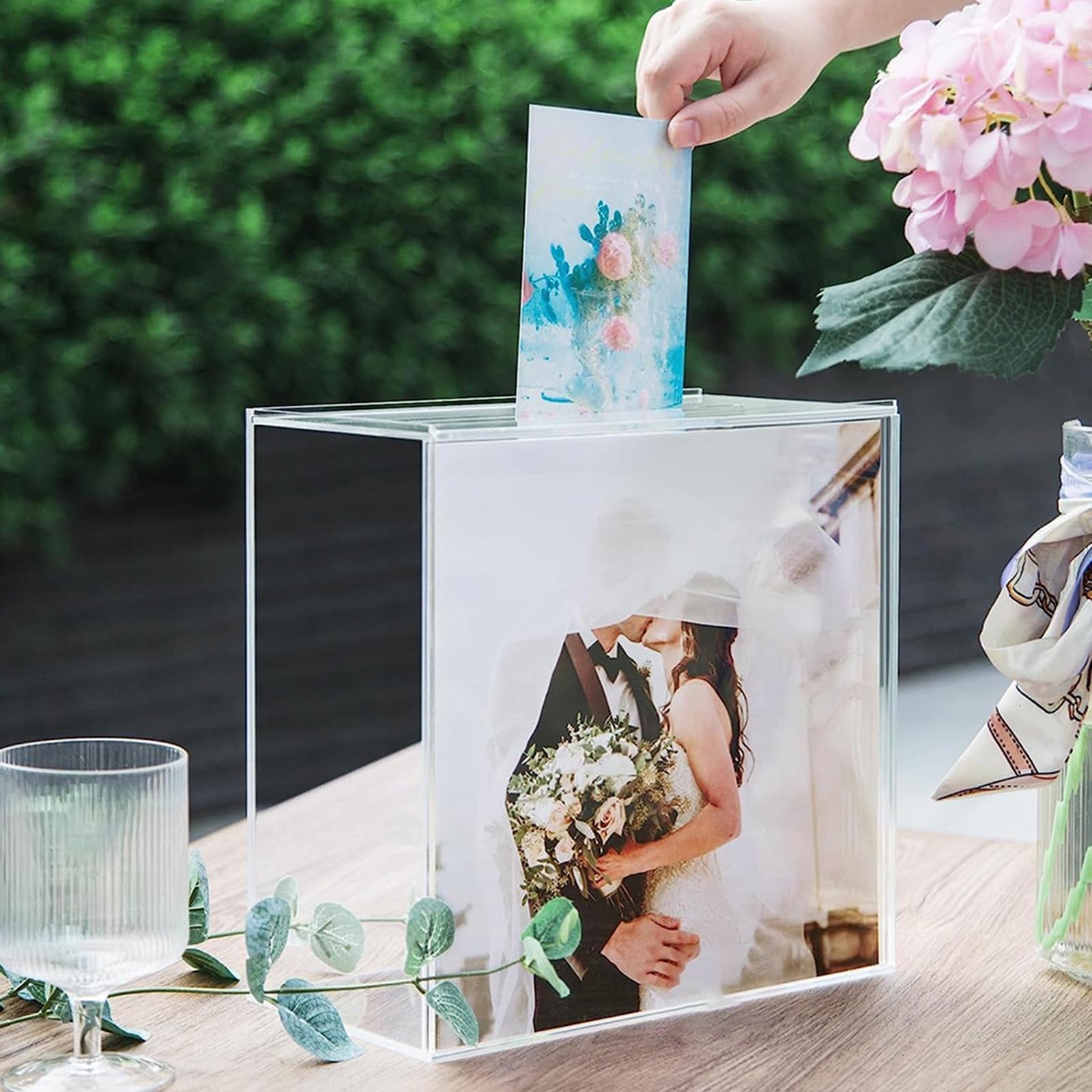 Wedding Cards Box, Wedding Cards Holder, Acrylic Clear Envelope Card Box, Post Gift Box Holder with slot Table Centerpiece