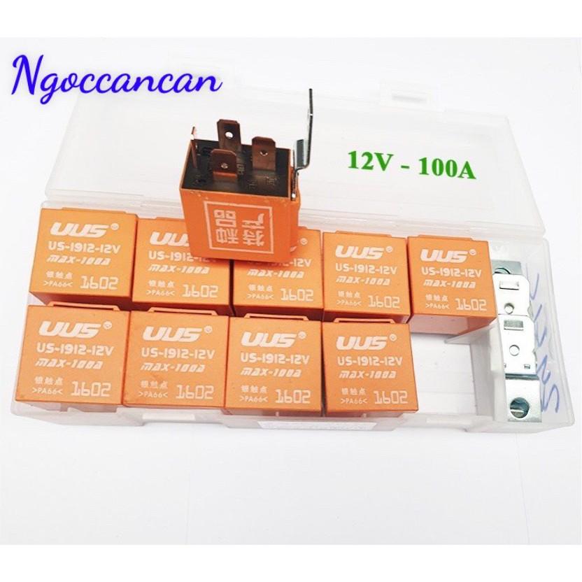 Hộp 10 Rơ Le 4 Chân 12V 100A hoặc 24V 100A Màu Cam