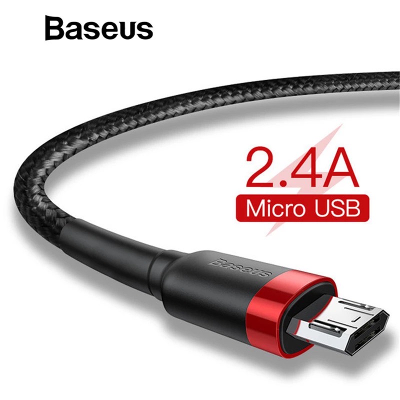 Cáp sạc nhanh Baseus Cafule Micro USB cho Smartphone Android Samsung/ Xiaomi/ Oppo/ Asus/ Huawei (2.4A, Quick charge 3.0, Đâu Micro USB cắm 2 chiều)  Hàng Chính Hãng