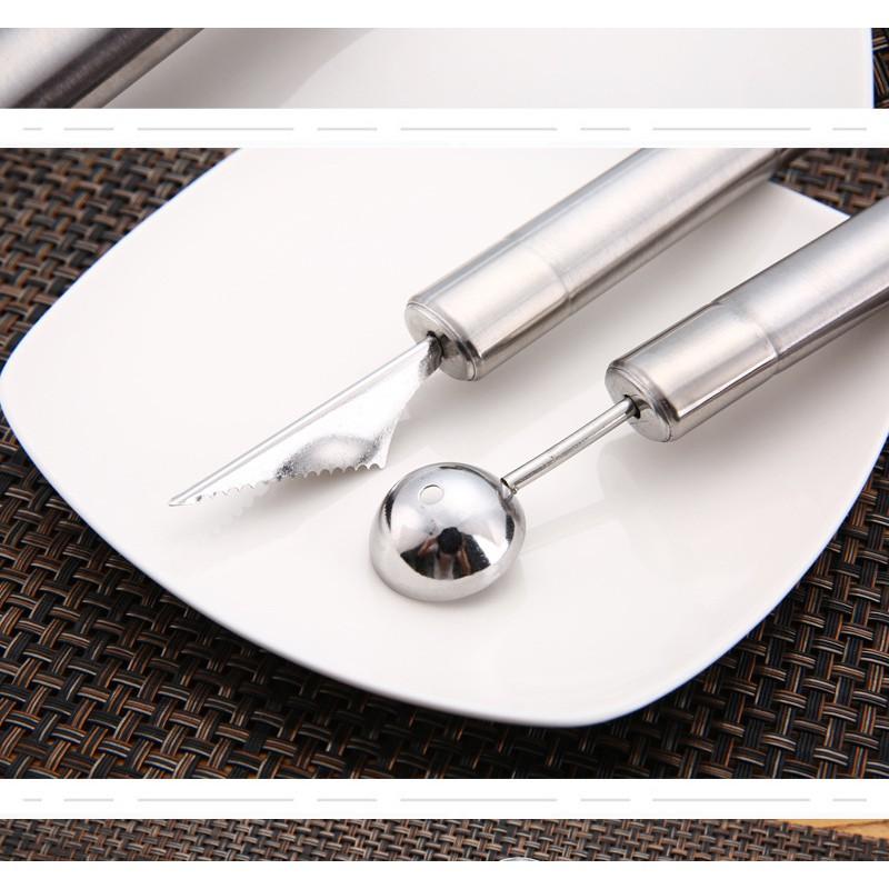 Muỗng múc hoa quả 2 đầu inox cao cấp