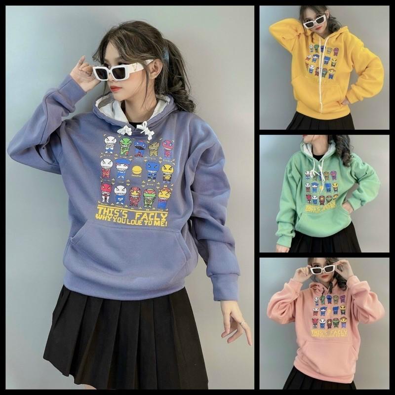 Áo khoác Hoodie Chibi Siêu Anh Hùng -Form rộng Unisex Nam Nữ Couple