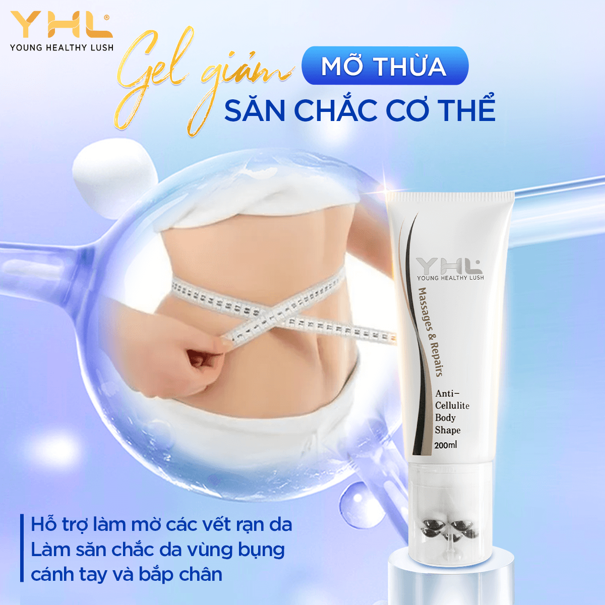 Gel tan mỡ và làm săn chắc cơ thể YHL