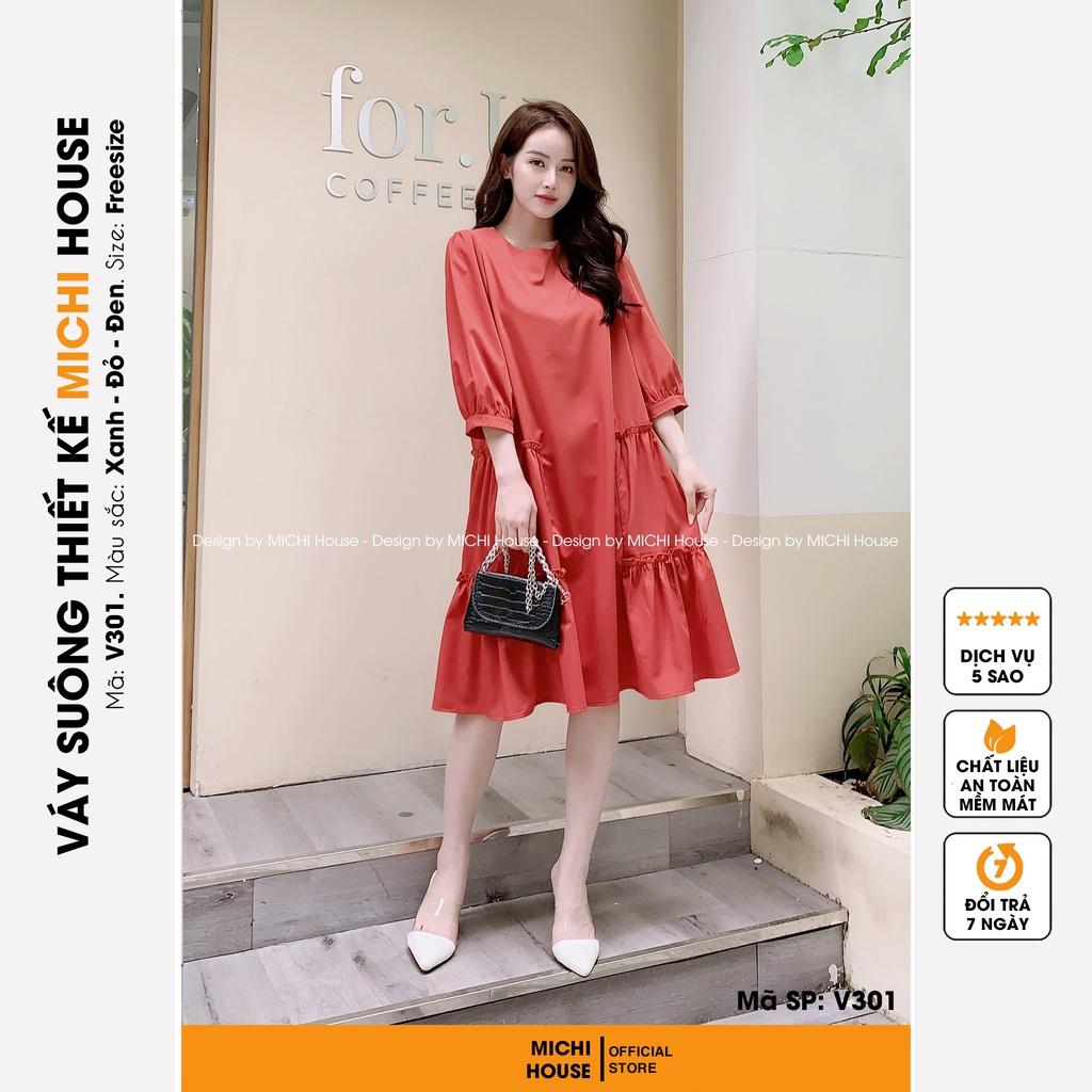 Váy Suông Nữ Dáng Rộng Nhiều Màu V301 MICHI House Đầm Xuông Cổ Tròn Tay Lỡ Thiết kế Dễ Mặc Bầu Xinh Thoải Mái