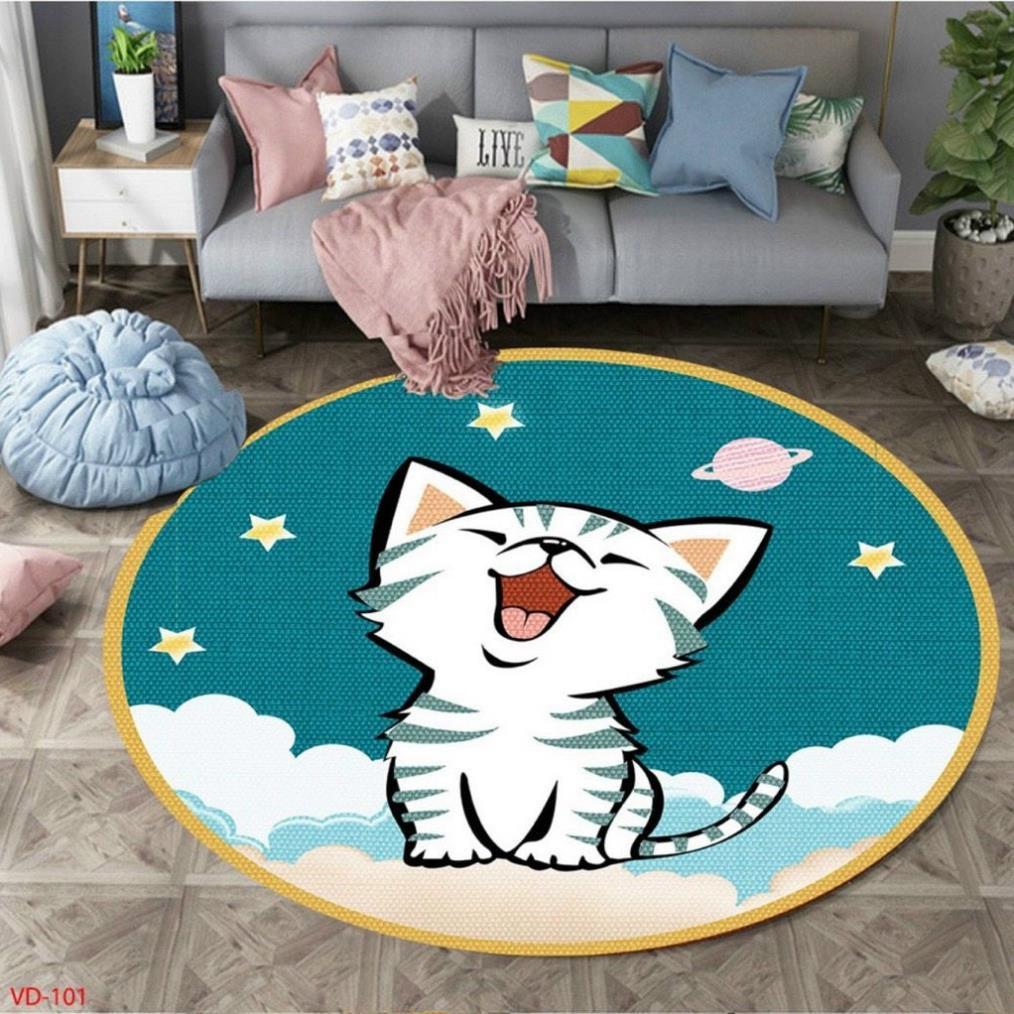 Thảm nỉ Bali tròn 5D nhập khẩu cao cấp chống trơn trượt - Đường kính 1m