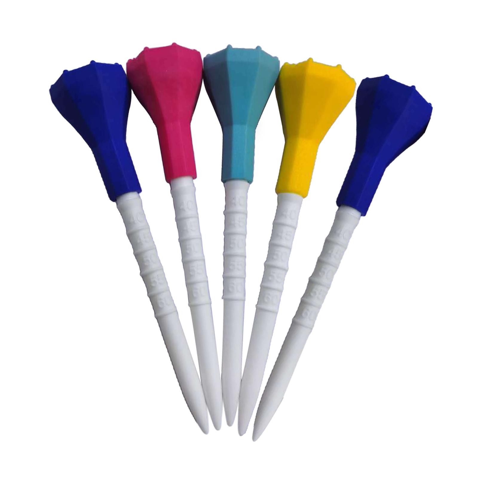 5Pcs Plastic Golf Tees 87mm Reusable Rubber Cover Top Golf Tee Golf Practice