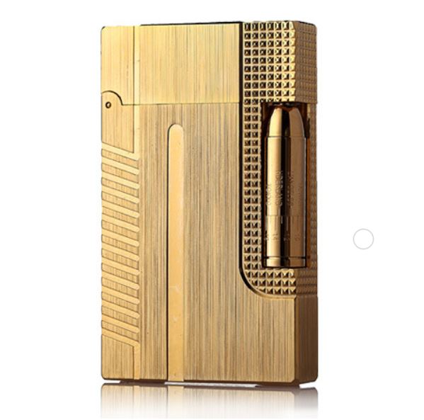 Vỏ Hột Quẹt Bật Lửa Upon Họa Tiết Điệp Viên Sang Trọng D06V Màu Vàng - Dùng Gas Đá Cao Cấp