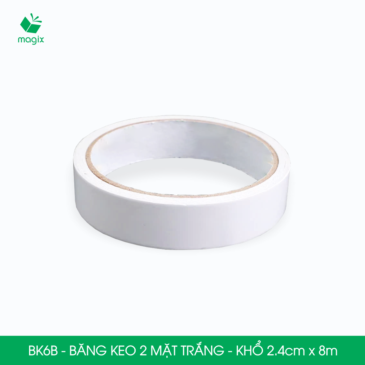 BK6B - 12 cuộn băng keo 2 mặt siêu dính - Khổ 2.4cm x 8m - Băng dính 2 mặt, băng keo hai mặt