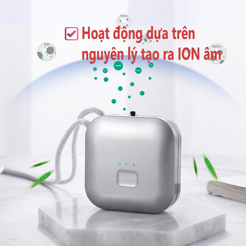 Máy lọc không khí di động tạo ion diệt vi khuẩn đeo cổ