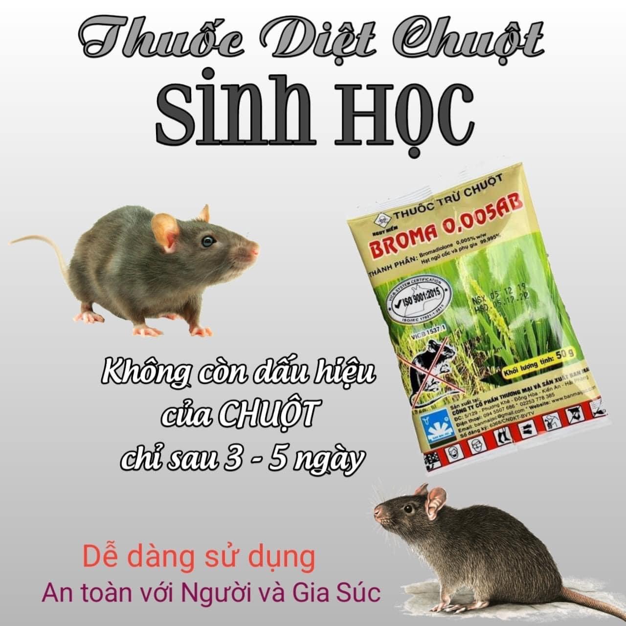 Combo 14 gói tặng 2 gói Thuốc diệt chuột SINH HỌC thế hệ mới Broma 0.005ab gói 50g