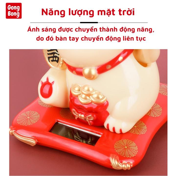 Mèo thần tài vẫy tay dùng pin năng lượng mặt trời mèo chiêu tài lộc decor nhà cửa