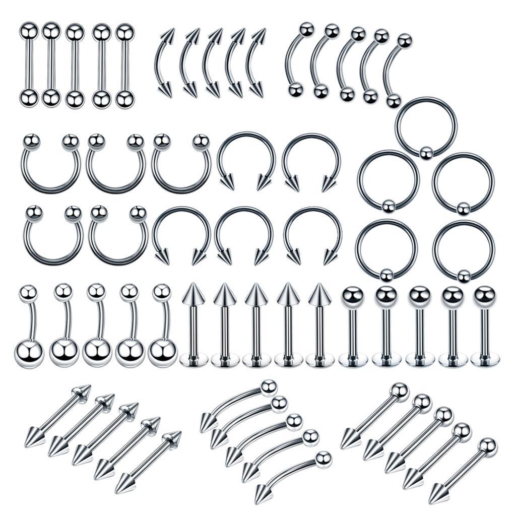 110x Body Jewelry Piercing Ear Nose Navel Belly Button Hoops 1.2x8mm