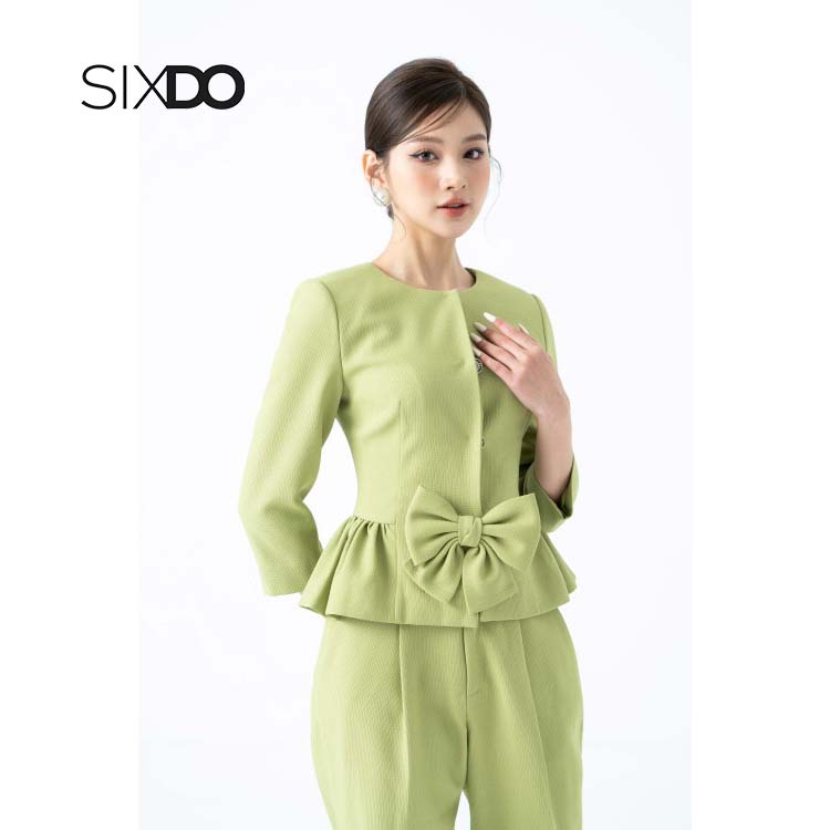 Áo vest tay lỡ cổ tròn phối nơ eo trẻ trung SIXDO