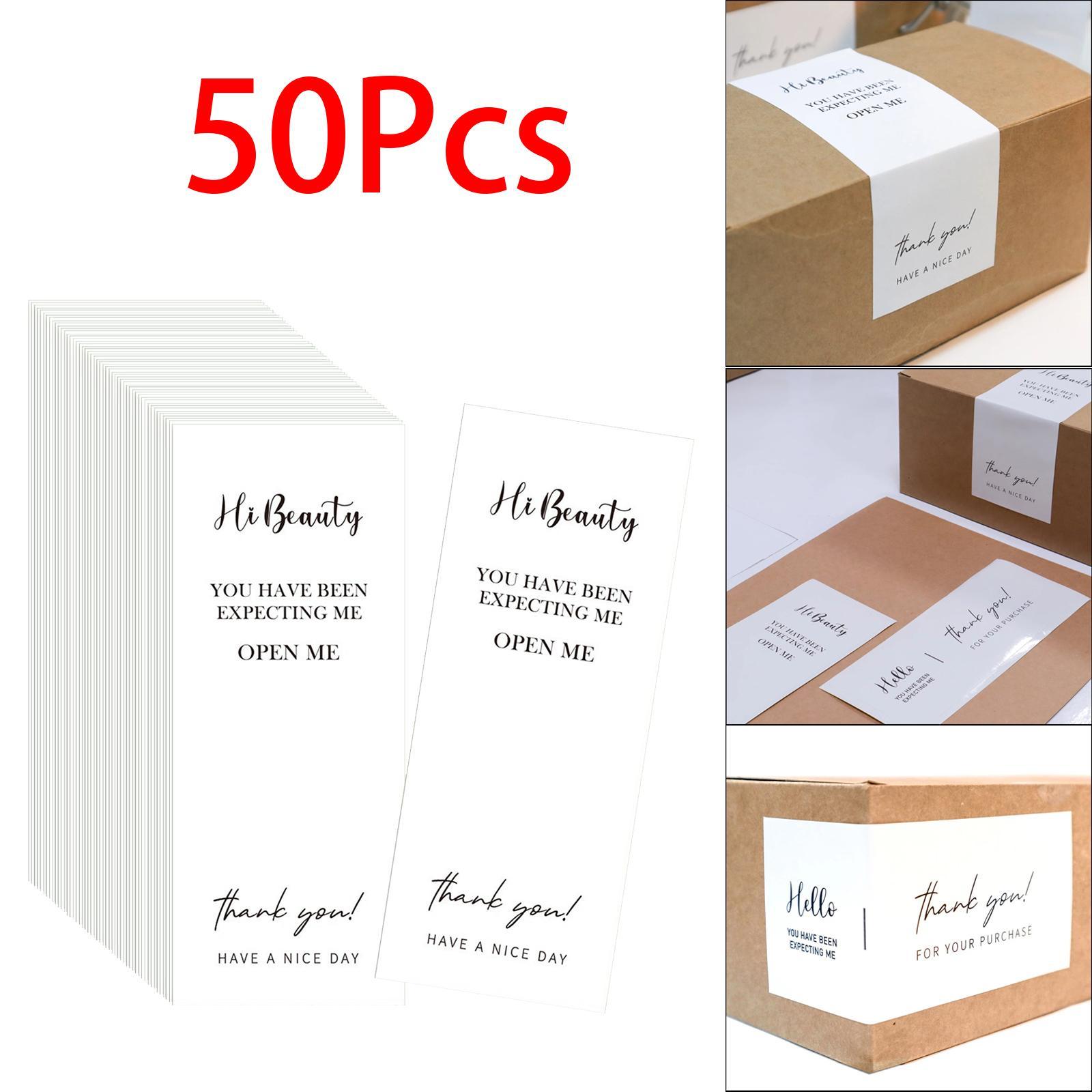 Box Seal Sticker, 50pcs, Rectangle Package Labels, Decorative Baking Sealing Decals for Small Business Gift Packaging Customer Mailer Box Retail Bag