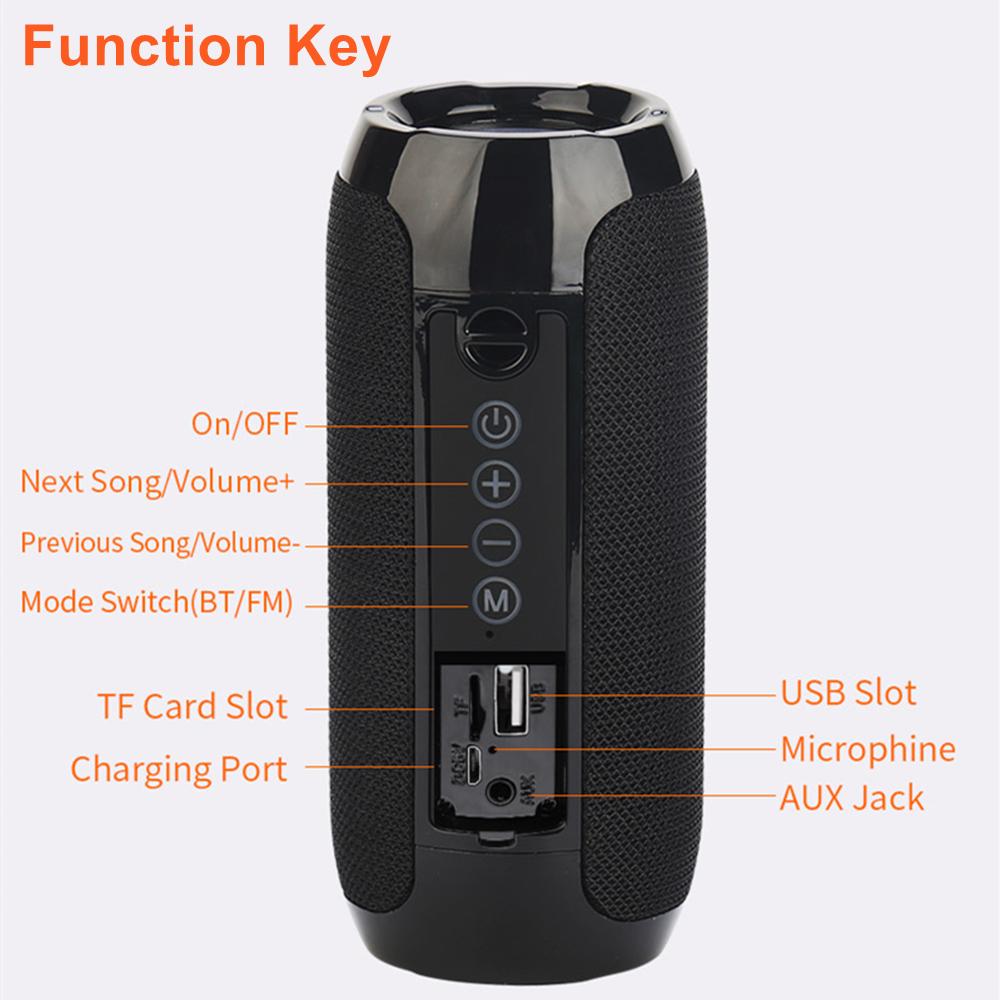 Loa di động không thấm nước ngoài trời Bluetooth 5.0 Loa siêu loãng phụ không dây TF Thẻ U Disk Aux Input Deep Bass Hifi Stereo loa màu