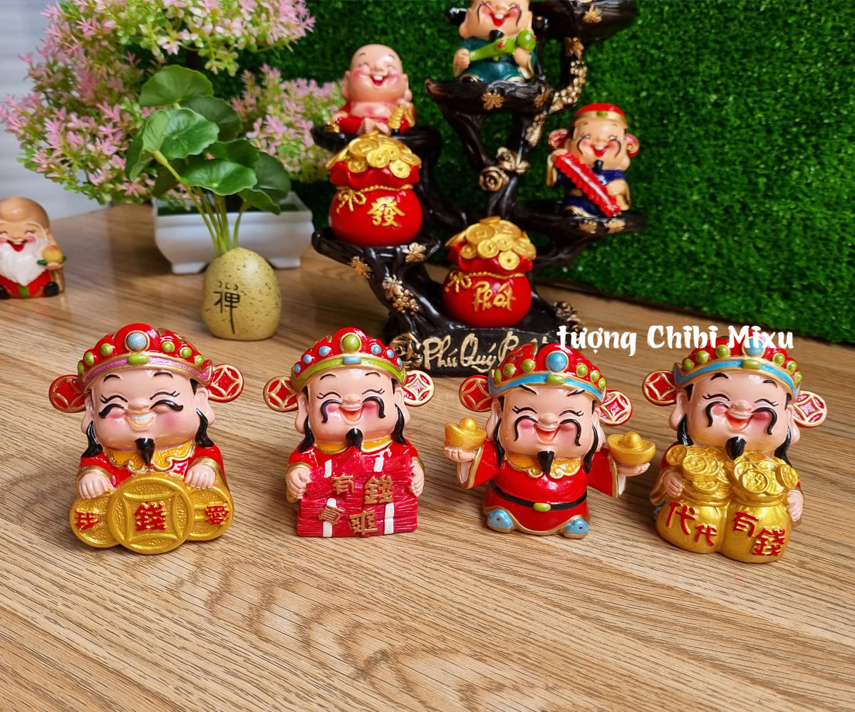 Bộ 09 tượng chibi Thần Tài 7cm may mắn