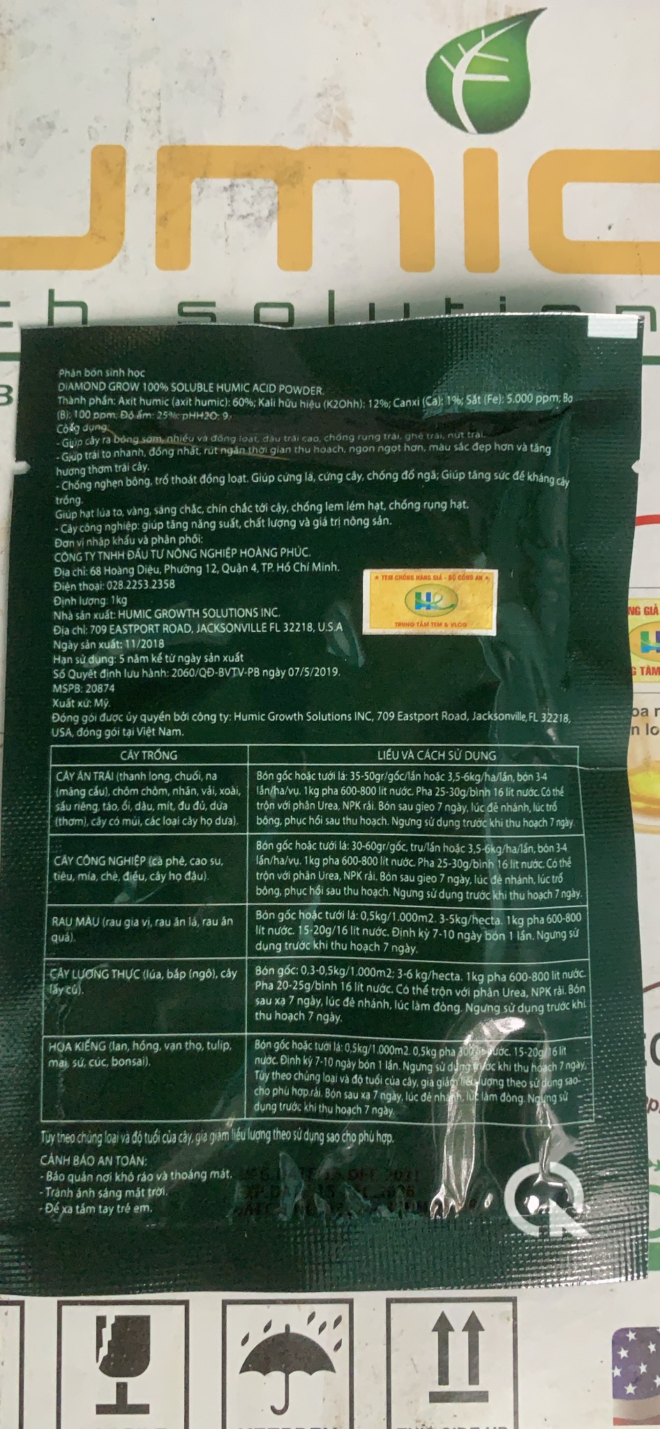 Phân bón kích ra rễ Humic acid power Hoàng Phúc nhập từ Mỹ