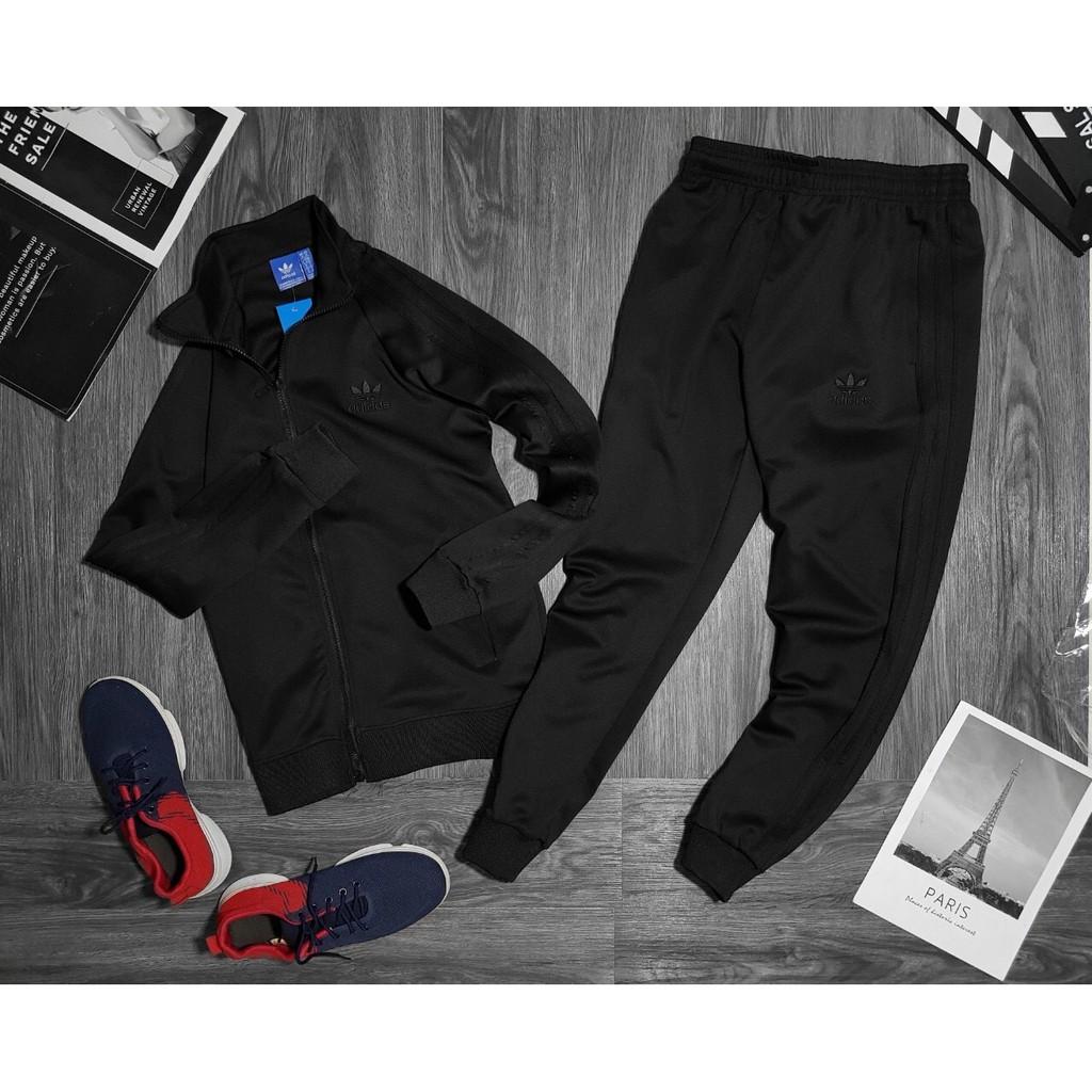 Quần + áo thể thao đen đen thun poly unisex