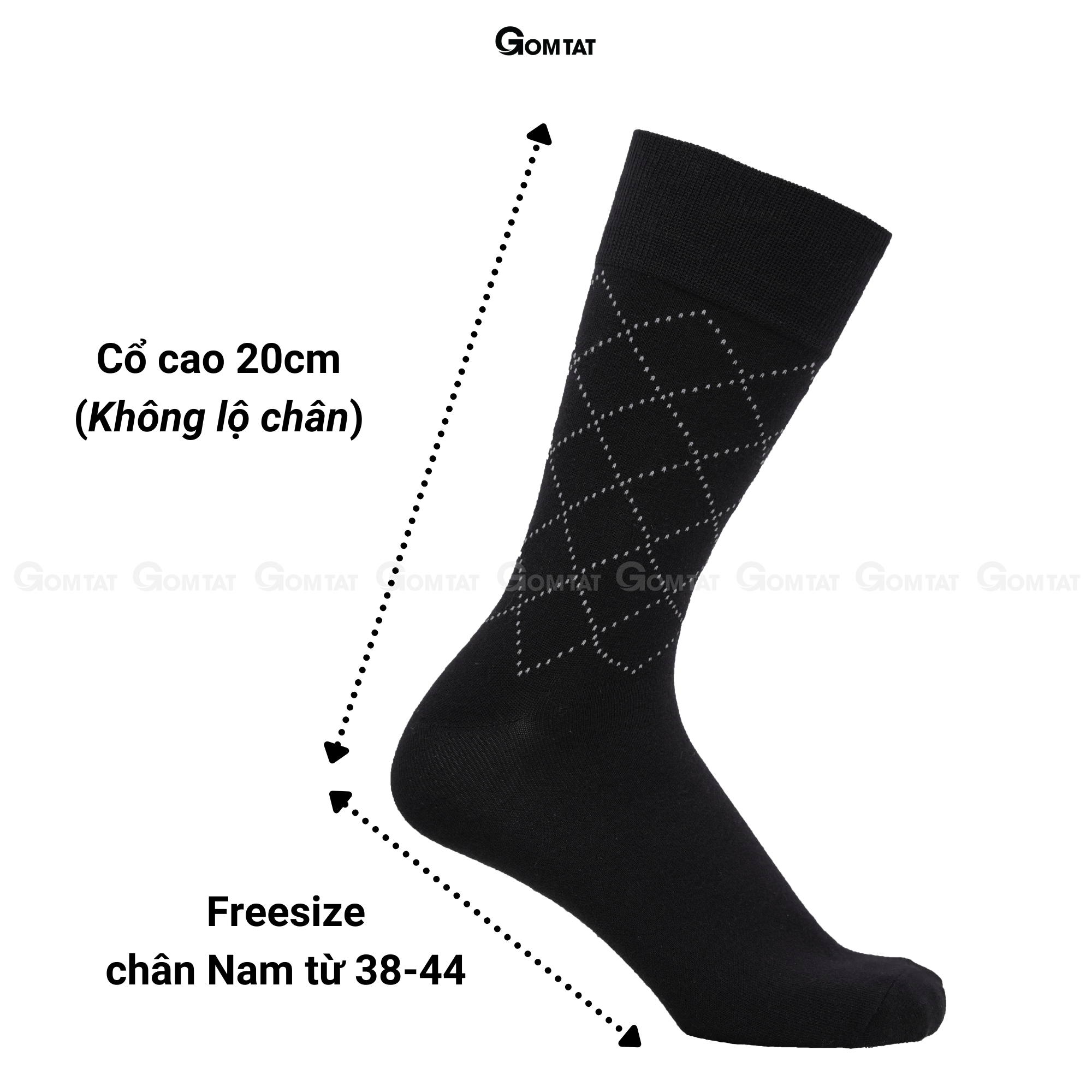 Hộp 5 đôi tất vớ nam đi giày tây công sở cổ cao GOMTAT mẫu MIX03, chất liệu cotton cao cấp thoáng khí - GOM-MIX03-CB5