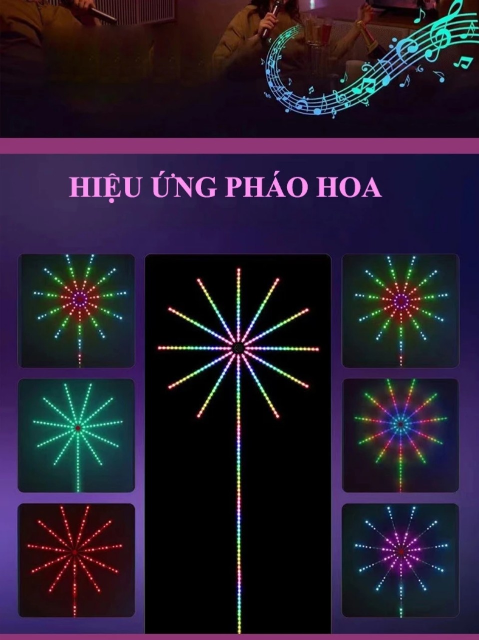 Đèn Led Đèn Nháy Hiệu Ứng Hoa 16 Màu Dùng App Điều Khiển Thông Minh - Nháy Theo Nhạc - Giọng Nói - Ánh Sáng Sinh Động - HÀNG CHÍNH HÃNG MINIIN