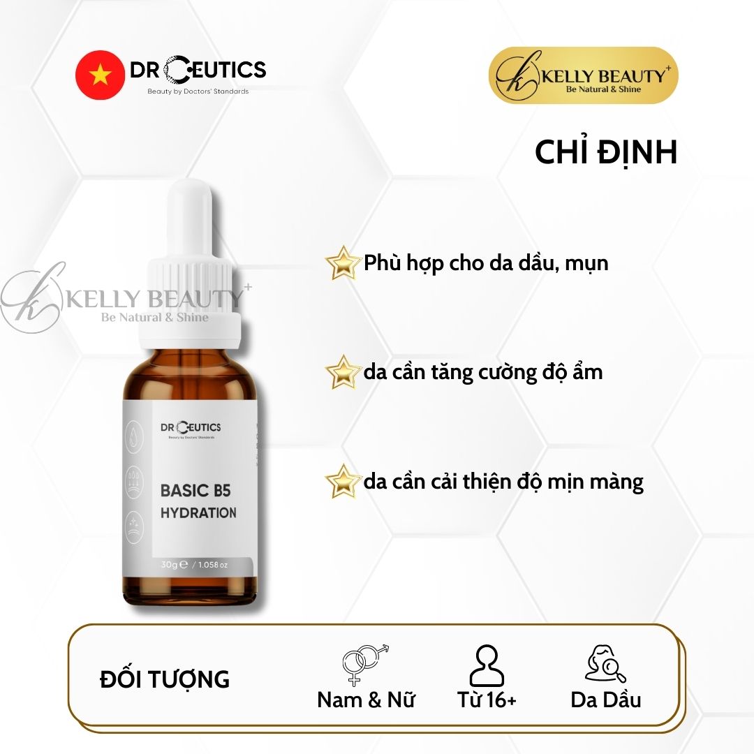 Serum Basic B5 Hydration DrCeutics - Cấp Ẩm, Nuôi Dưỡng, Phục Hồi Da Dầu Mụn - Kelly Beauty
