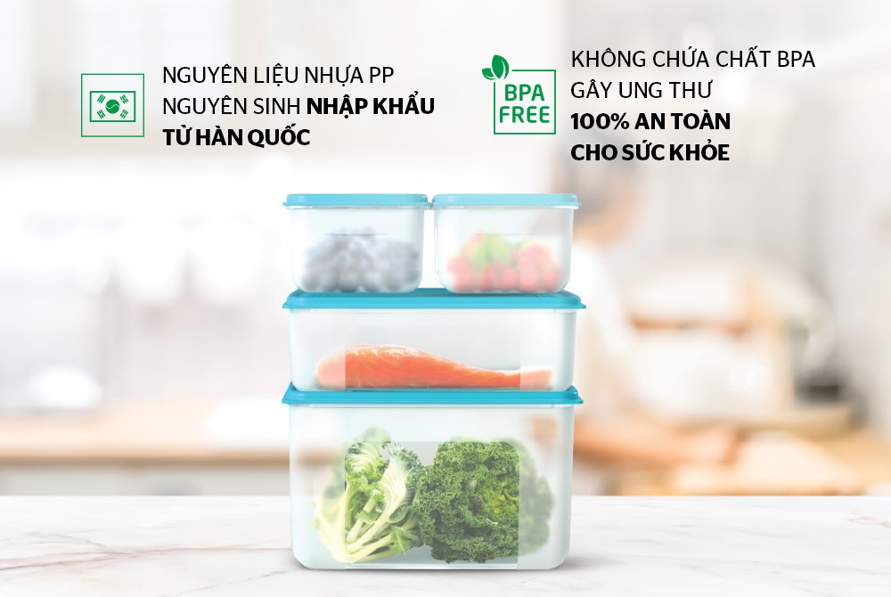 Bộ 4 hộp bảo quản thực phẩm SUNHOUSE Biozone KB-ST4P01