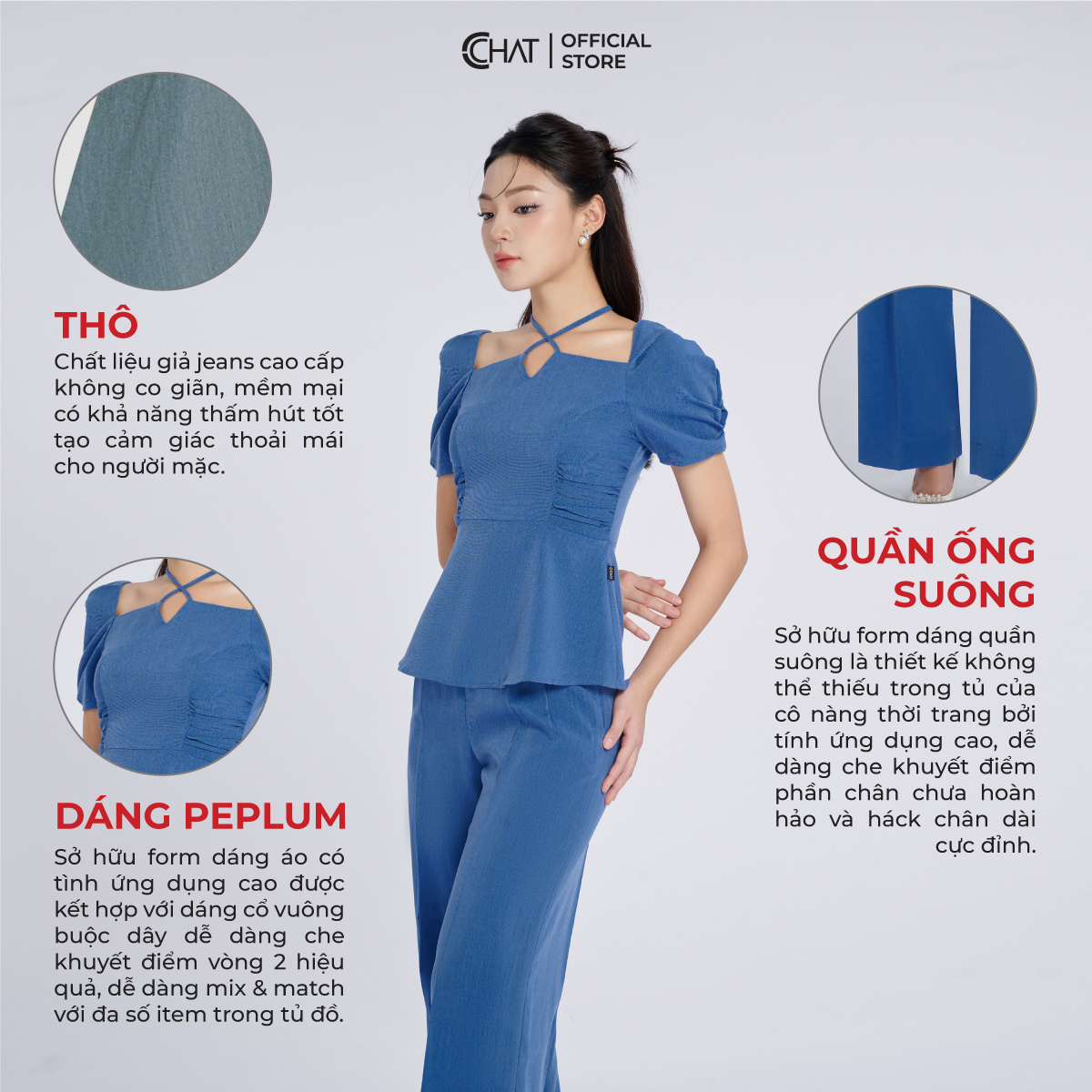 Set Đồ Nữ Bộ Quần Áo Cổ Vuông Dáng Suông Chất Thô Cao Cấp 53BNT2003ST