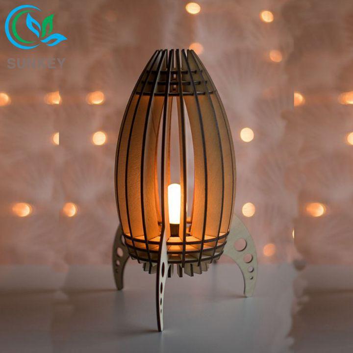 Đèn Gỗ Để Bàn Trang Trí Rocket - Kích Thước 24x14cm - Chất Liệu Gỗ Plywood Cao Cấp - Bảo Hành 12 Tháng