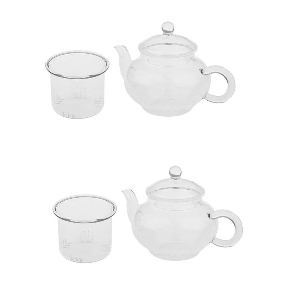 2pcs Heat Resistant Glass Teapot with Infuser Coffee Tea Leaf Herbal 250ml