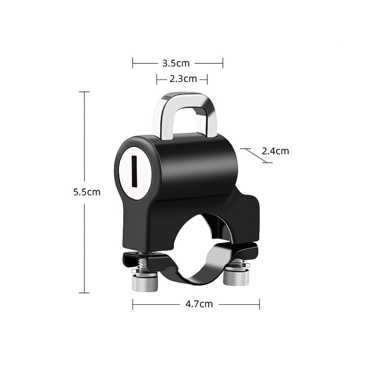 Khóa chống trộm mũ bảo hiểm gắn tay lái xe máy, đạp, xe điện, bằng hợp kim kèm 2 chìa khóa
