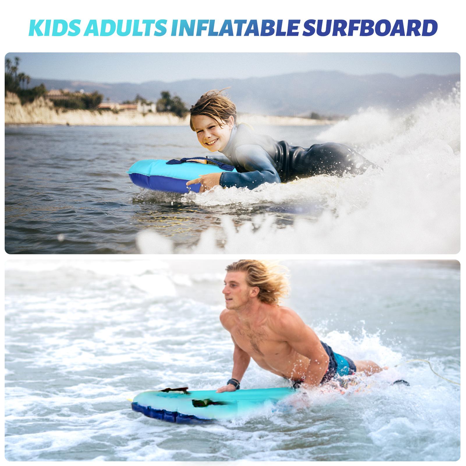Inflatable Surfboard with Handles Kids Adults Inflatable Swimming Board for Beach Surfing Swimming Water Sports