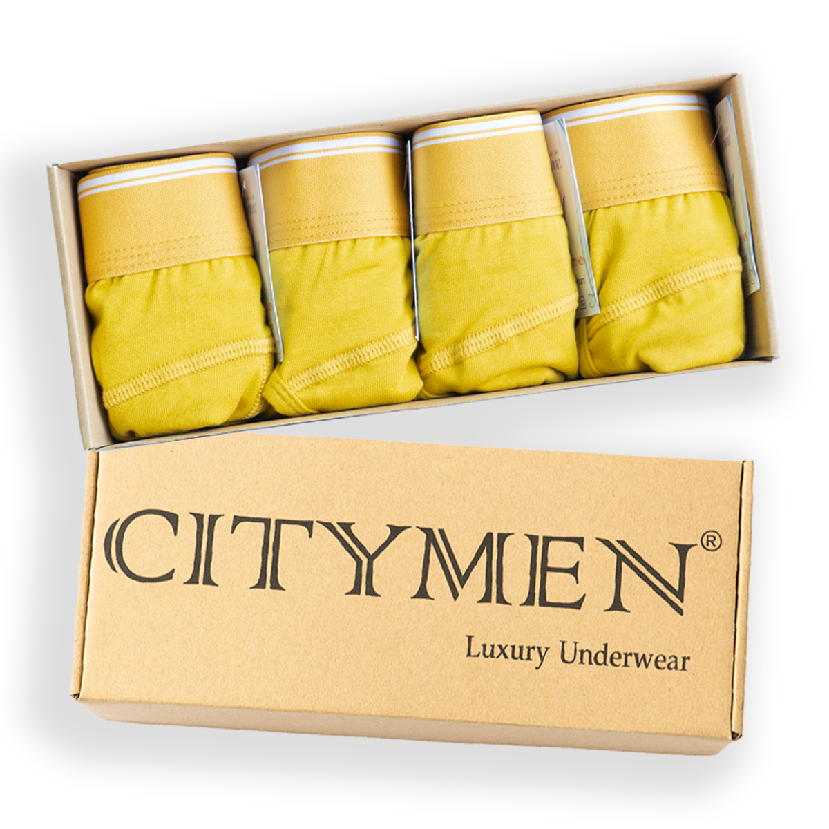 Hộp 4 Quần lót nam CITYMEN bản đặc biệt vải cotton co dãn 4 chiều cao cấp lưng trơn màu vàng