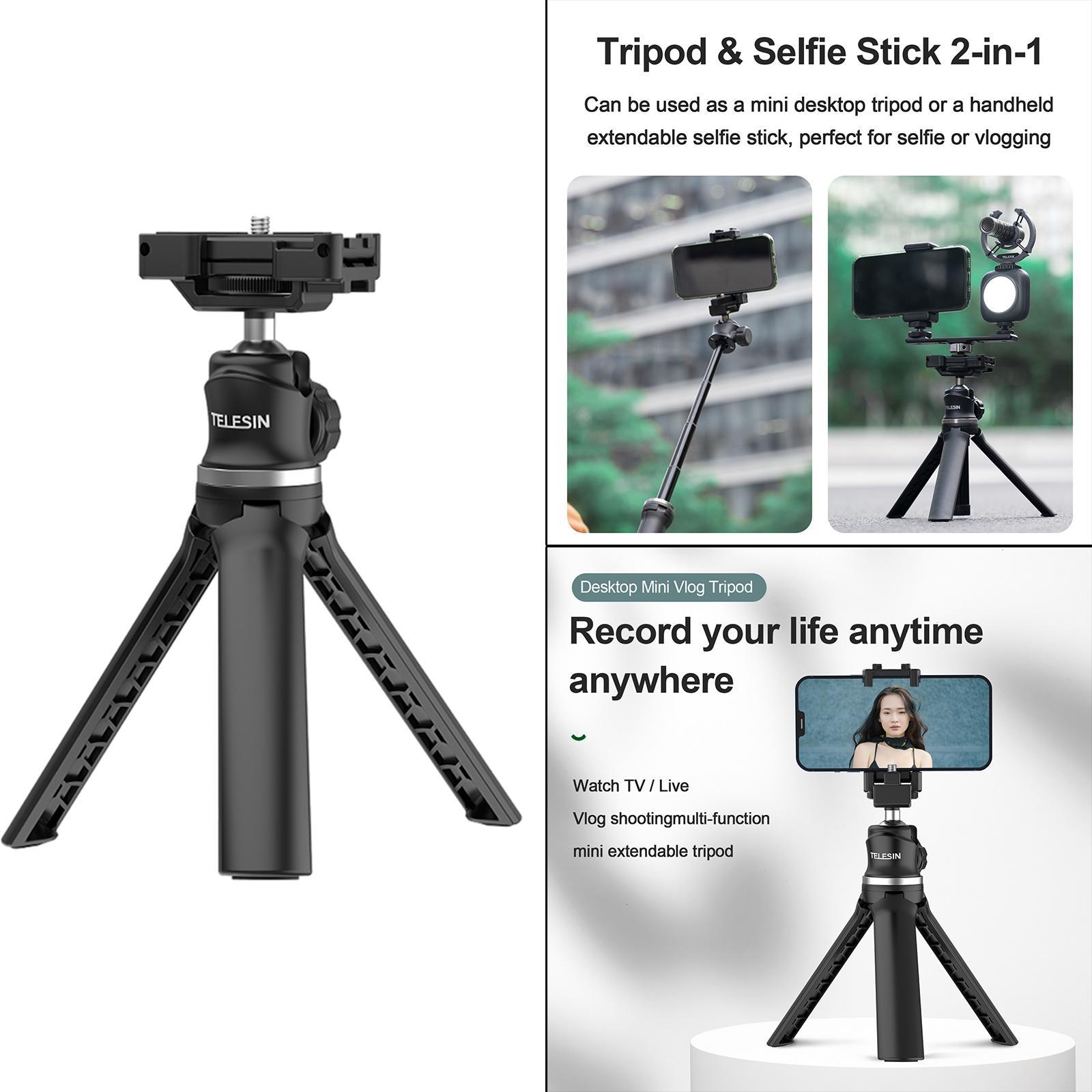 360° Stick Phone Tripod Stand for DSLR Camera Black