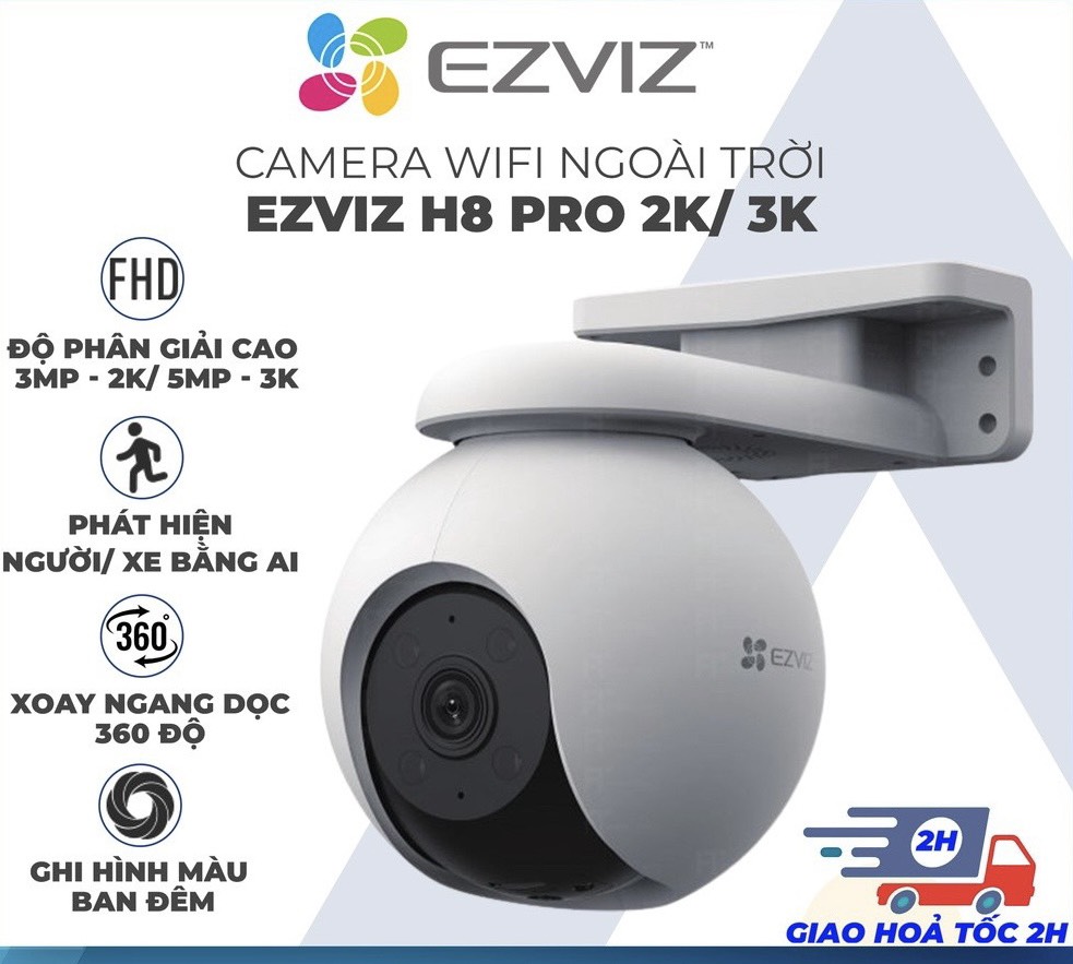 Hình ảnh Camera Wifi EZVIZ H8 Pro 2K 3K Siêu Nét, Màu Ban Đêm - Hàng chính hãng