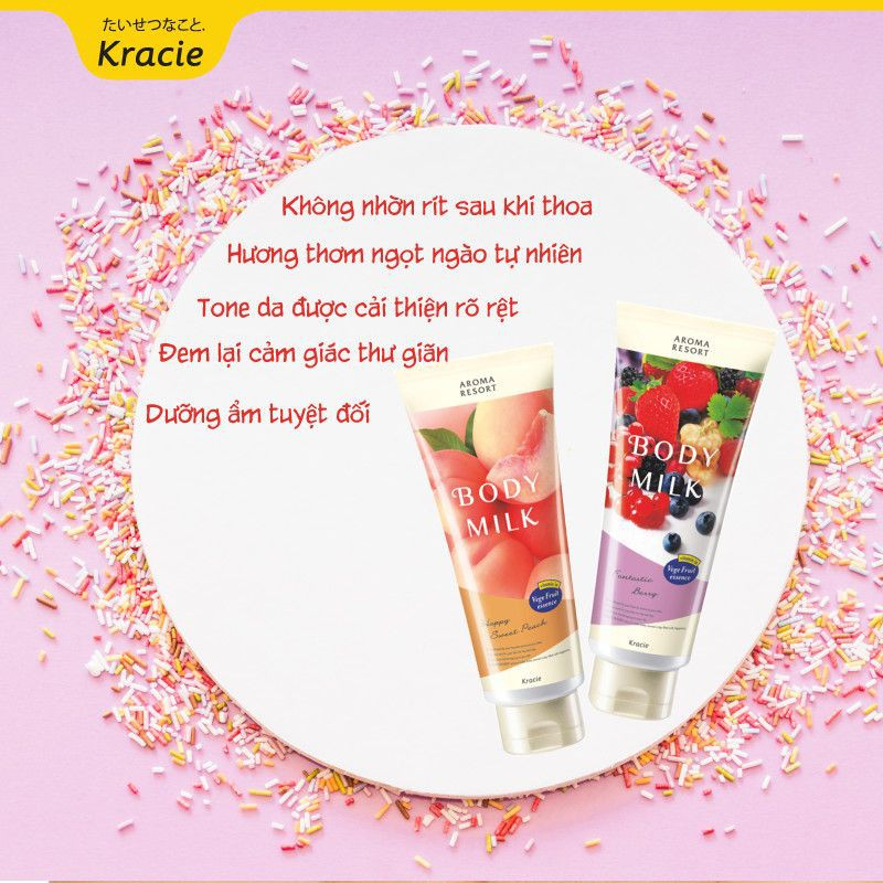 Kem Dưỡng Thể Kracie Aroma Resort Body Milk Fantastic Bery Dưỡng Ẩm Da Hương Quả Mọng 200g (Bị Trầy Vỏ)