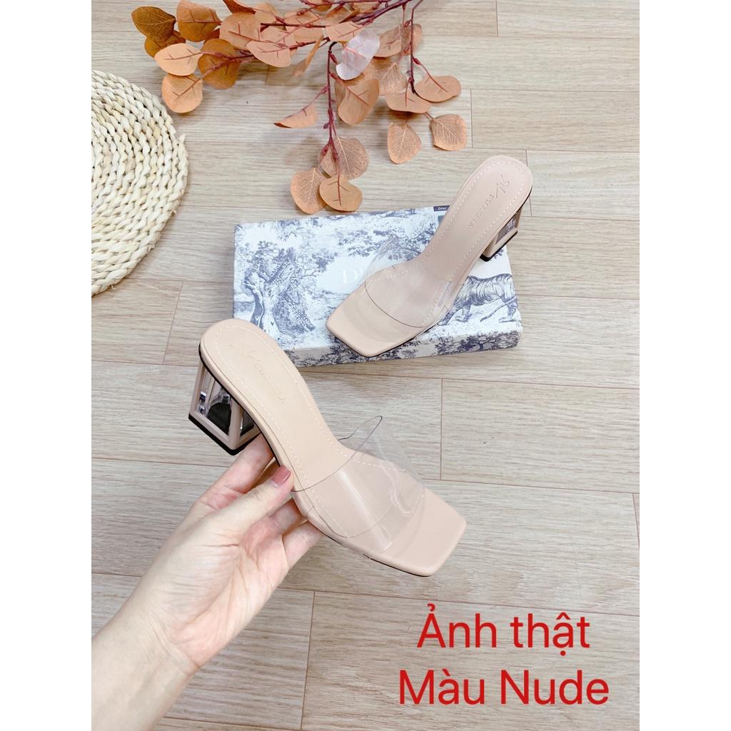 Guốc nữ gót 7 phân quai trong gót trong sang chảnh