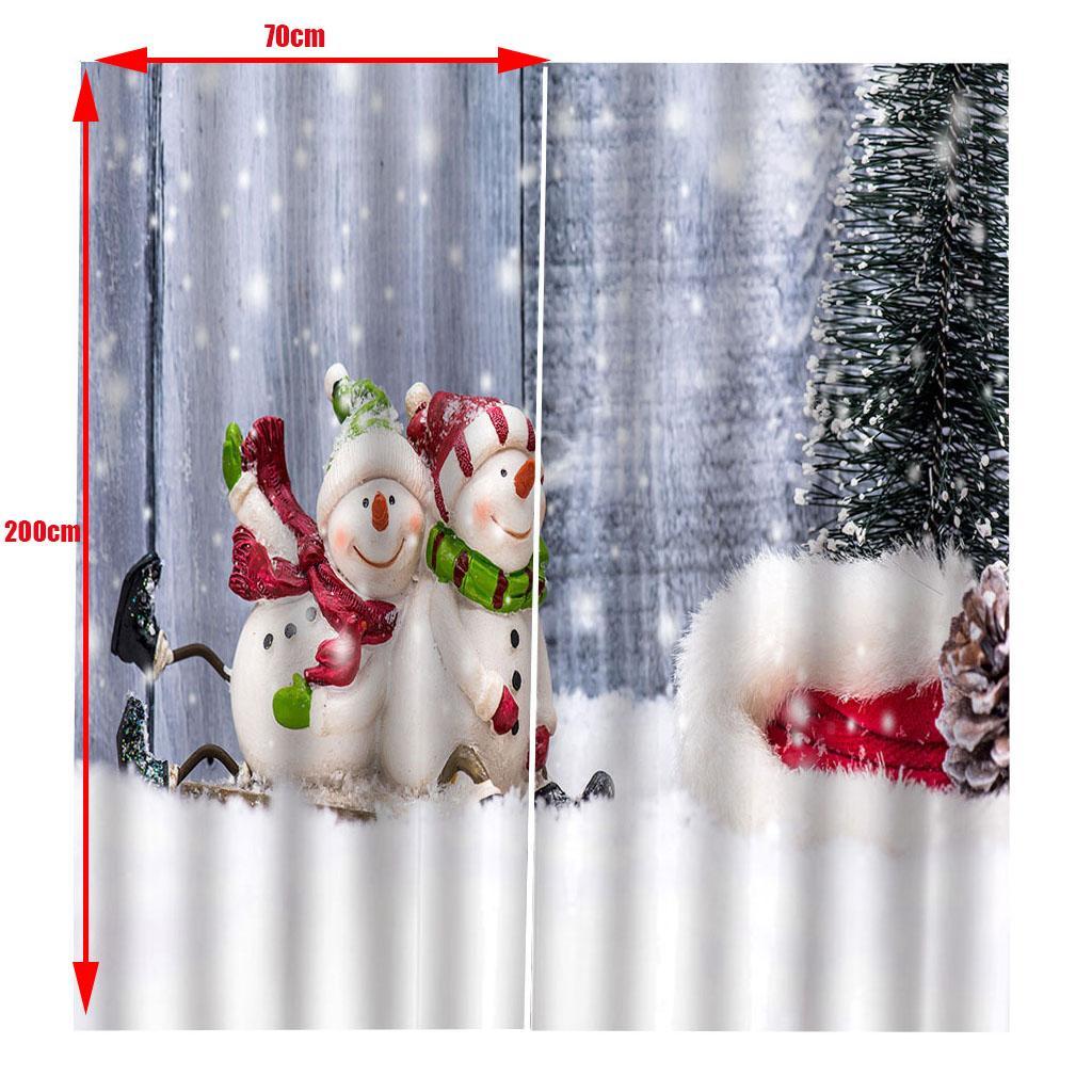 3pcs/set Christmas 3D Curtain Waterproof Window Drapes