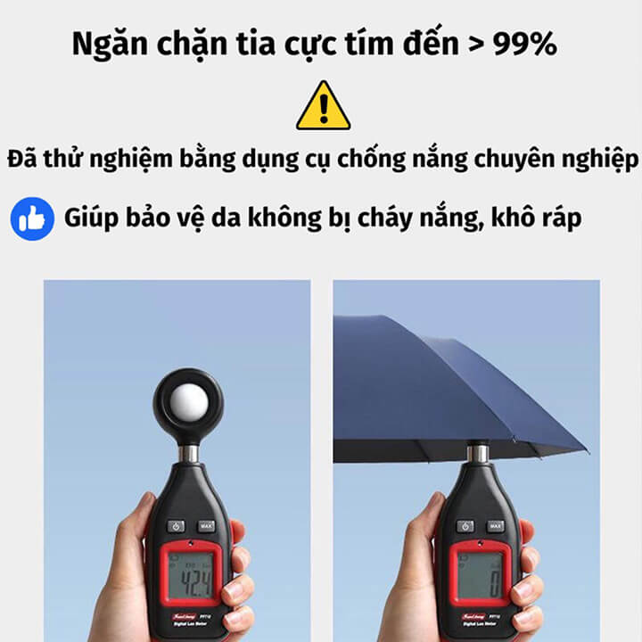 Ô che nắng che mưa 2 lớp chống tia UV, dù che nắng mưa 10 nan chống thấm cao cấp họa tiết kẻ sọc