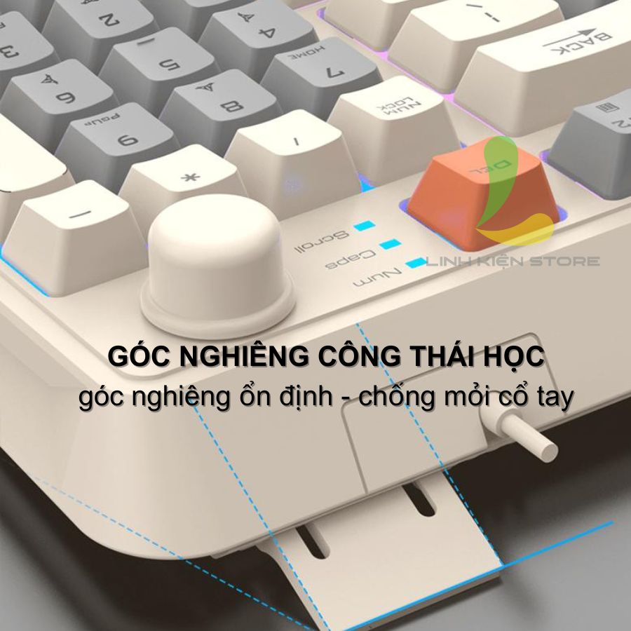 Bàn phím giả cơ gaming XUNFOX K82 - Bàn phím chơi game thiết kế 94 phím có đèn led 7 màu kèm theo nút vặn âm lượng - Hàng nhập khẩu