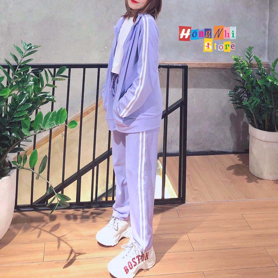 Set Bộ Thể Thao Oversize Ulzzang Unisex Áo Khoác Tay Dài Quần Jogger Dài Màu Tím Cao Cấp - MM