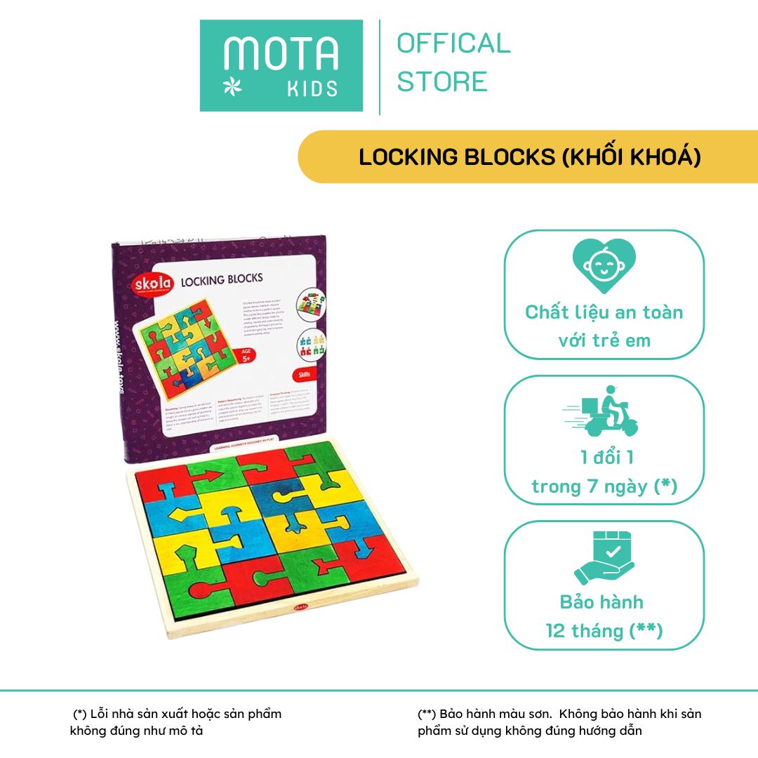[THANH LÝ] [SK 009 - Mota Montessori] - Đồ chơi trí tuệ cho bé Locking Blocks (Khối khóa) - Hàng chính hãng