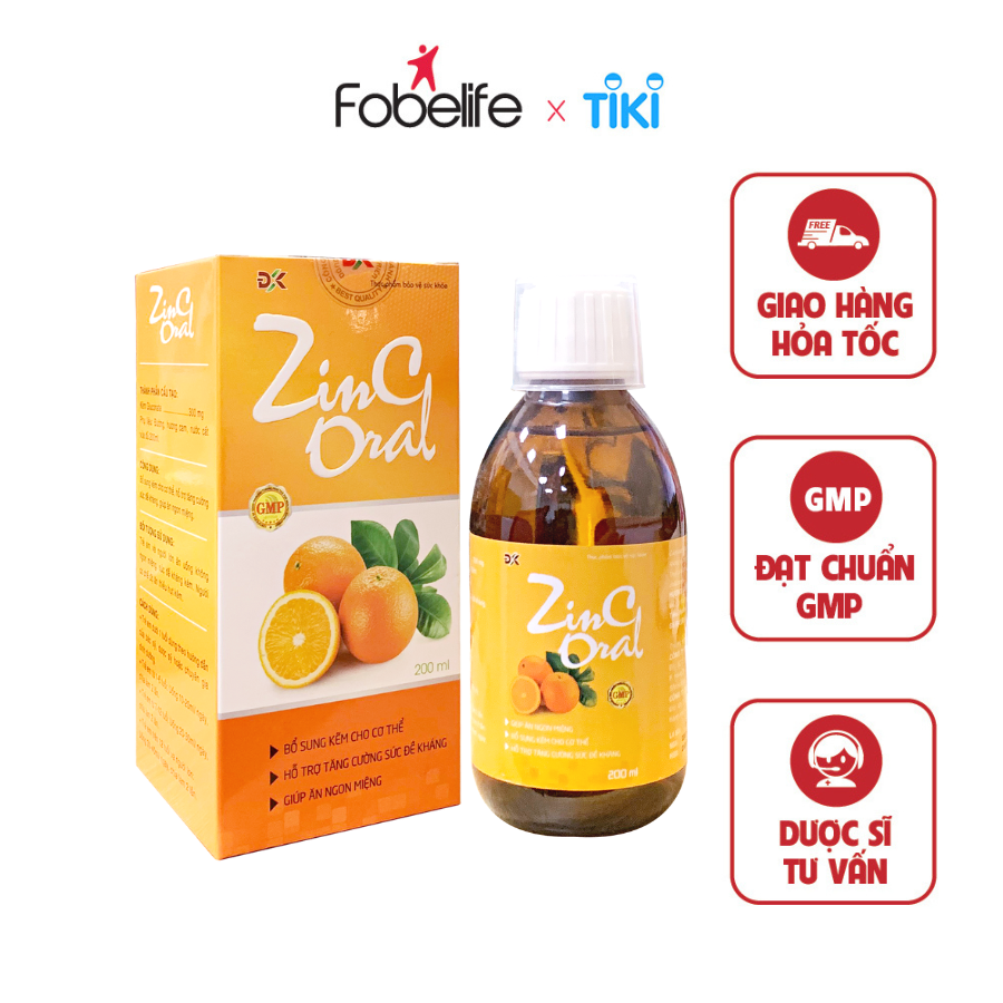 Chai Uống Giúp Ăn Ngon Miệng Tăng Cường Sức Đề Kháng ZinC Oral ( Chai 200ml )