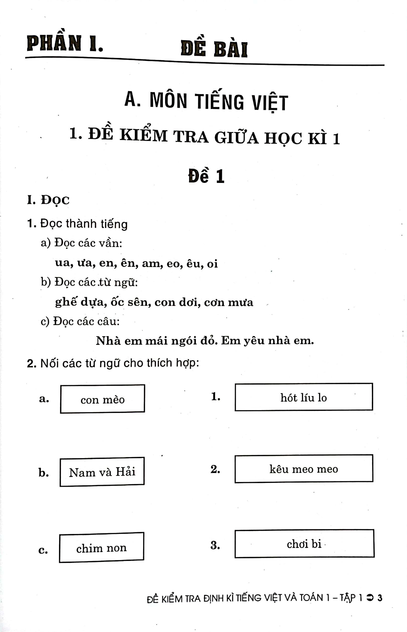 Đề Kiểm Tra Định Kì Tiếng Việt Và Toán 1 - Tập 1 (Theo Chương Trình Giáo Dục Phổ Thông Mới)